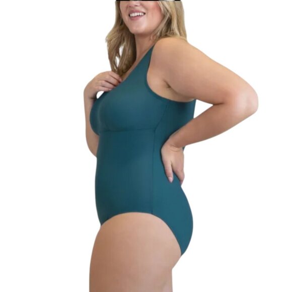 NWOT Roots One-Piece Swimsuit | Square Teal - Picture 3 of 8